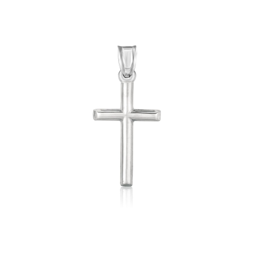 RCJ  14K Gold High Polish Cross Pendant In White