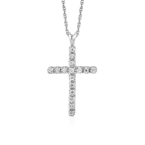 AVERA GROUP  Cross Pendant With Diamonds In Sterling In Silver