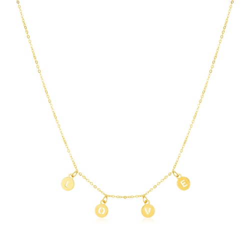 Image 1 de 2.. Collier en or jaune 14K ct avec pendants d'oreilles circulaires