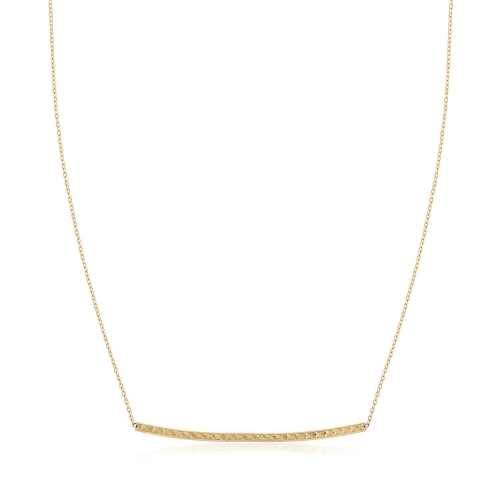 14k Yellow Gold Thin Textured Bar Necklace