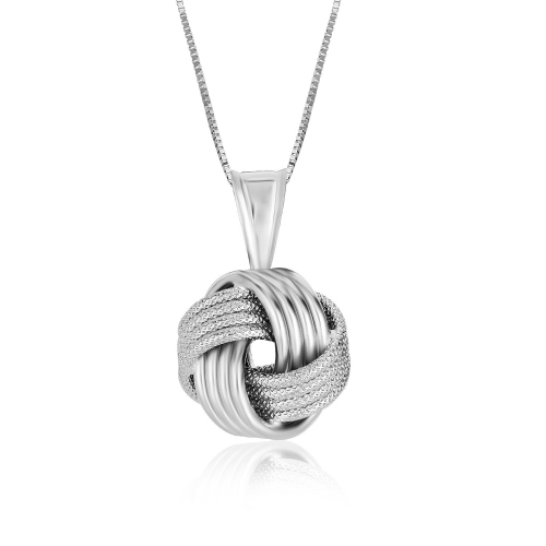 AVERA GROUP  Sterling Pendant With A Ridge Textured Love Knot Design In Silver