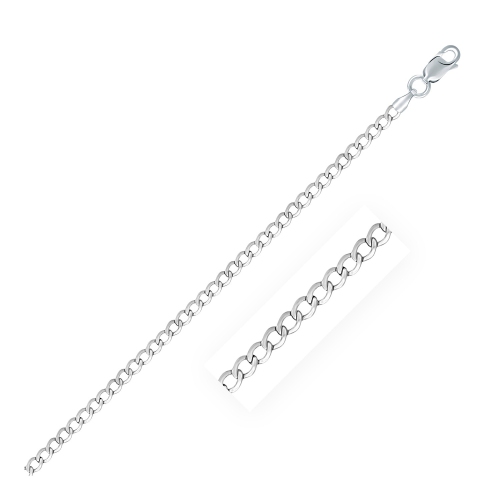 Image 1 de 3.. Chaîne gourmette en argent sterling plaqué rhodium de 3,0&nbsp;mm