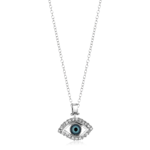 Image 1 of 2.. Sterling Silver Evil Eye Pendant with Cubic Zirconias