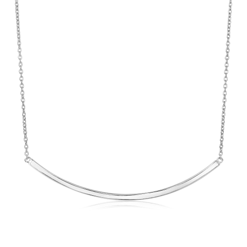AVERA GROUP  Sterling Polished Curved Bar Necklace In Silver
