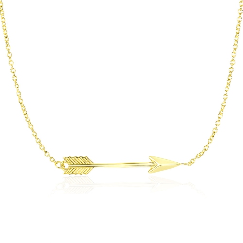Image 1 of 4.. 14k Yellow Gold Chain Necklace with Horizontal Arrow Pendant
