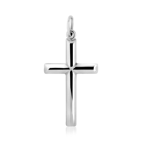 RCJ  Sterling Polished Bar Cross Pendant In Silver