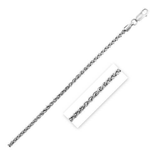 Image 1 of 4.. Sterling Silver Rhodium Plated Wheat Chain 2.6mm