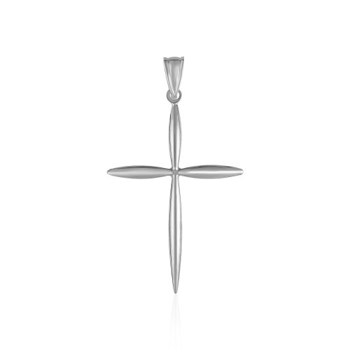 Image 1 of 1.. 14k White Gold Rounded and Pointed Cross Pendant