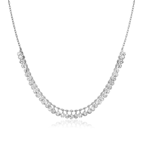 Image 1 of 4.. Sterling Silver 16 inch Necklace with Textured Beads