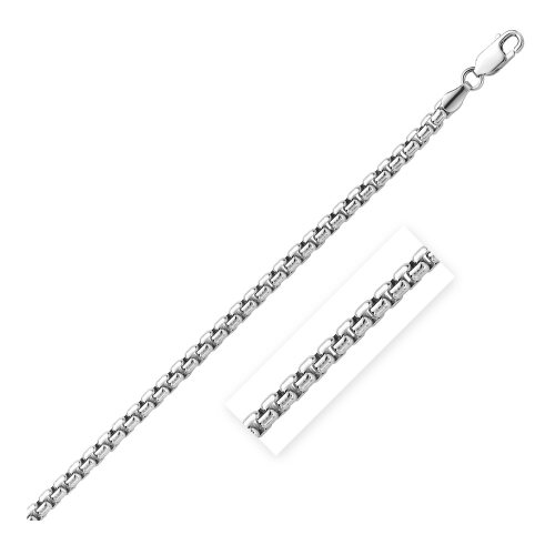 Image 1 de 4.. Chaîne à maillons carrés ronds en argent sterling plaqué rhodium de 5,2&nbsp;mm