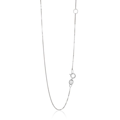 Image 1 of 4.. 14k White Gold Adjustable Box Chain 0.6mm