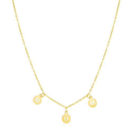 AVERA GROUP  14K Gold Mom Necklace With Circle Drops In Yellow
