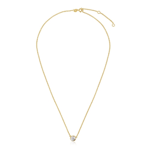 AVERA GROUP  14K Gold 17 Inch Necklace With Round White Topaz In Yellow