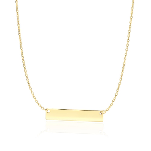 Image 1 de 4.. Collier horizontal lisse en or jaune 14K ct avec barre horizontale
