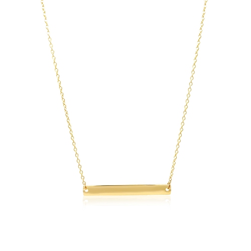 Collier horizontal lisse en or jaune 14K ct avec barre horizontale