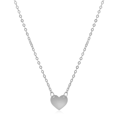 Image 1 de 4.. Mini collier en or blanc 14K k poli en forme de coeur