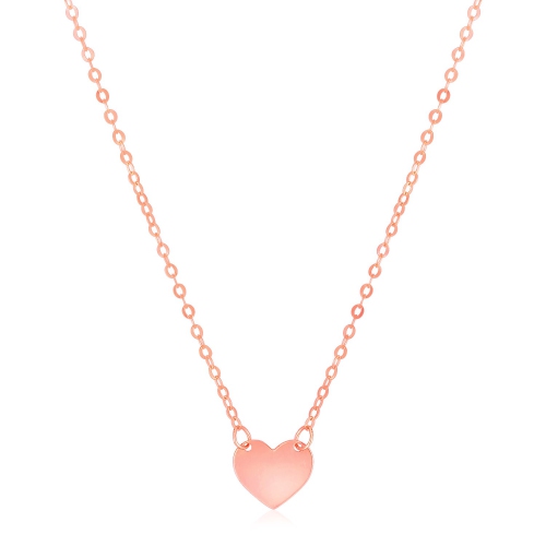 Image 1 of 6.. 14k Rose Gold Polished Mini Heart Necklace