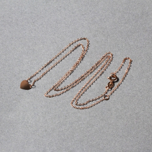 Mini collier en forme de coeur poli en or rose 14K ct