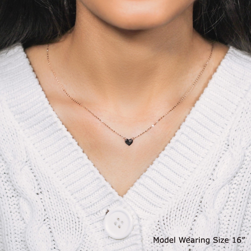 Mini collier en forme de coeur poli en or rose 14K ct