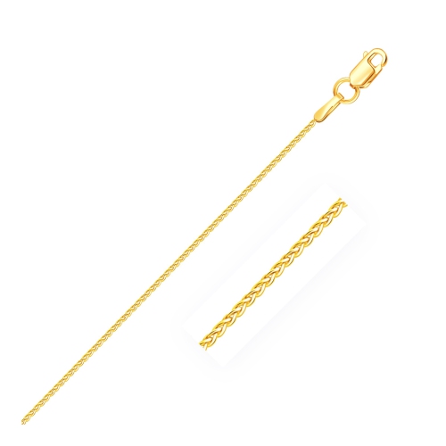 Image 1 of 5.. 14k Yellow Gold Round Wheat Chain 1.0mm