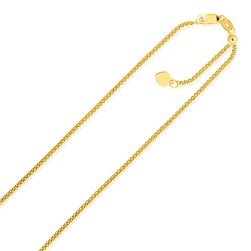 AVERA GROUP  14K Gold Adjustable Popcorn Chain 1.3MM In Yellow