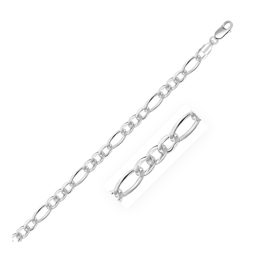 Image 1 de 5.. Chaîne figaro en argent sterling plaqué rhodium 5,5&nbsp;mm