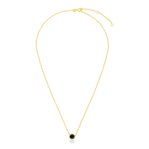 AVERA GROUP  14K Gold 17 Inch Necklace With Round Onyx In Yellow