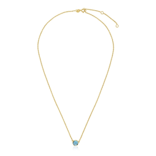 Image 1 de 4.. Collier 17&nbsp;po en or jaune 14K ct avec topaze bleue ronde
