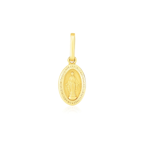 RCJ  14K Gold Oval Religious Medal Pendant In Yellow
