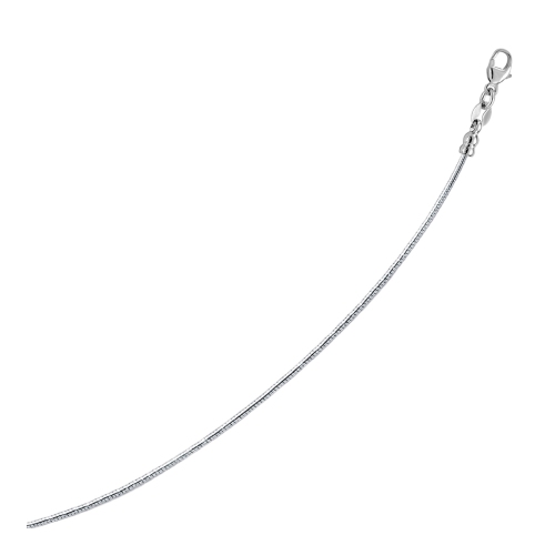 Sterling Silver Round Omega Style Chain Necklace with Rhodium Plating