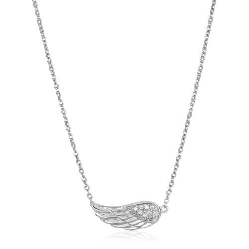 AVERA GROUP  Sterling Textured Angel Wing Necklace In Silver