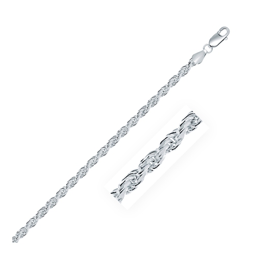 AVERA GROUP  Sterling 3.6MM Diamond Cut Rope Style Chain In Silver