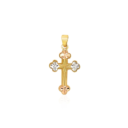 Image 1 de 2.. Pendentif en croix en or tricolore 14K ct