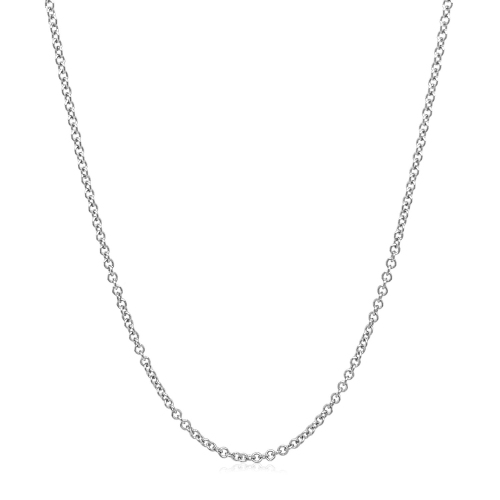 14k White Gold Round Cable Link Chain 1.5mm