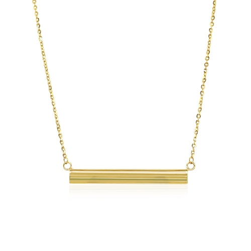 Image 1 of 3.. 14k Yellow Gold Chain Necklace with a Shiny Flat Bar