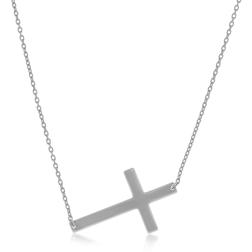 AVERA GROUP  14K Gold Plain Cross Motif Necklace In White