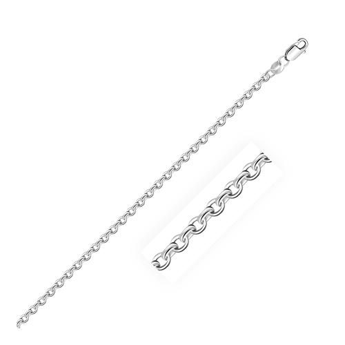 AVERA GROUP  2.3MM Sterling Rhodium Plated Cable Chain In Silver
