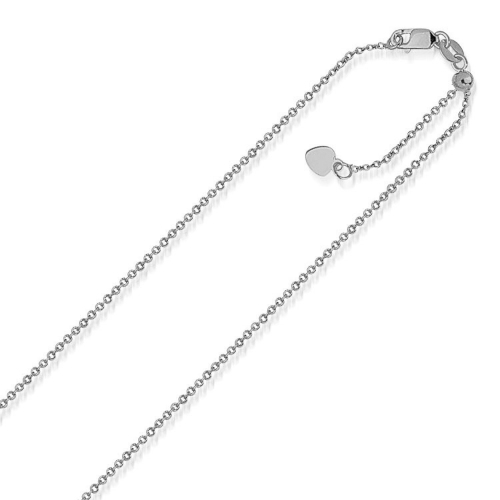 AVERA GROUP  14K Gold Singapore Style Adjustable Chain (1.1 Mm) In White