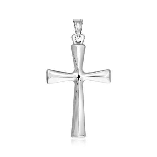 RCJ  Sterling Domed Rounded Cross Pendant In Silver