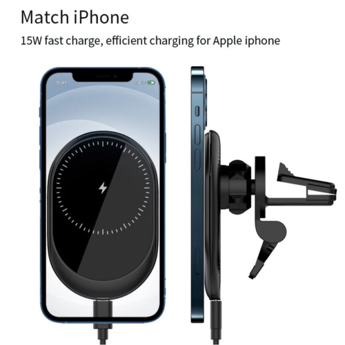 TUTT 15W Qi Magnetic Wireless Car Phone Holder Charger 360° Adjustable Strong Magnetic Compatible with iPhone 15 14 13 12 Pro Plus Max Mini