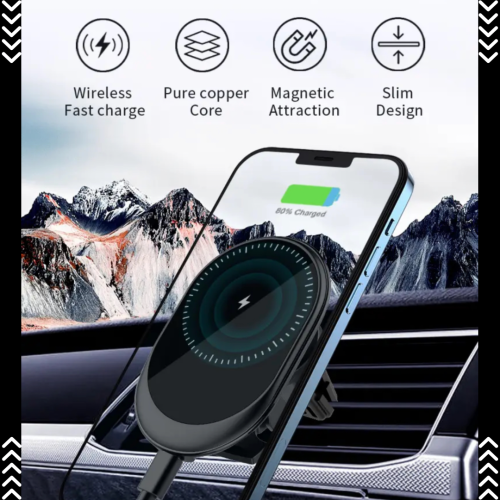 TUTT 15W Qi Magnetic Wireless Car Phone Holder Charger 360° Adjustable Strong Magnetic Compatible with iPhone 15 14 13 12 Pro Plus Max Mini