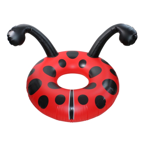 Image 1 de 3.. Flotteur de piscine en tube, coccinelle noir et rouge, 48 po