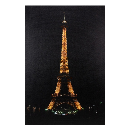 NORTHLIGHT  23.5" Led Lighted Famous Eiffel Tower Paris France At Night Canvas Wall Art