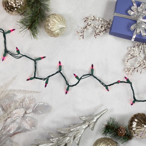 Mini Christmas Light Set - Purple - 24.5' Green Wire - 50ct