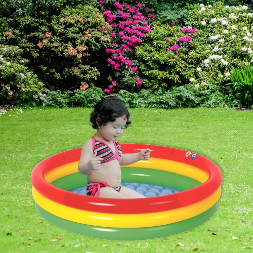 59" Red, Yellow, and Green Inflatable Round Kiddie Swimming Pool