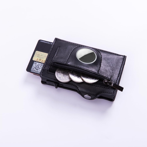 navor Leather Pop-up Slim Wallet with AirTag Holder, RFID Blocking, Card Holder with 1-8 Card Capacity with 1 Coin Pocket, 2 Extra Card slots, 1 Cash