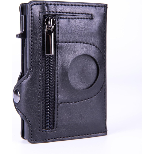 navor Leather Pop-up Slim Wallet with AirTag Holder, RFID Blocking, Card Holder with 1-8 Card Capacity with 1 Coin Pocket, 2 Extra Card slots, 1 Cash
