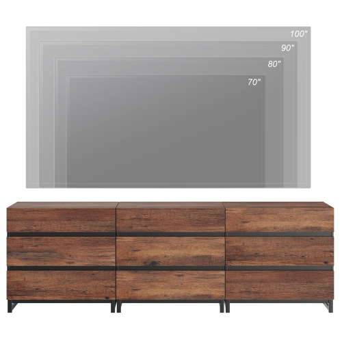 WAMPAT Modern TV Stand for TVs up to 100 inches,Entertainment Center TV Console with 9 Drawers and Metal Base,Media Console for Living