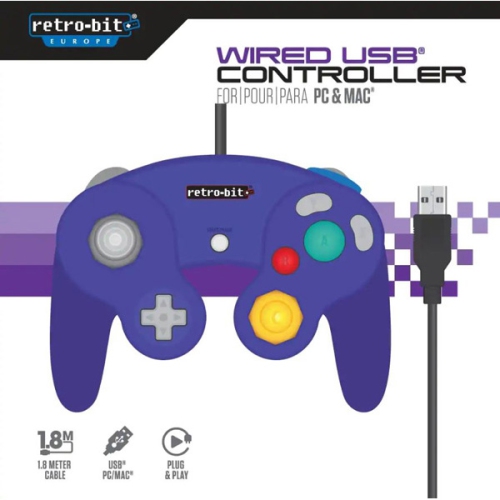 Manette USB avec fil GameCube violet pour PC et Mac [Retro-Bit Europe]