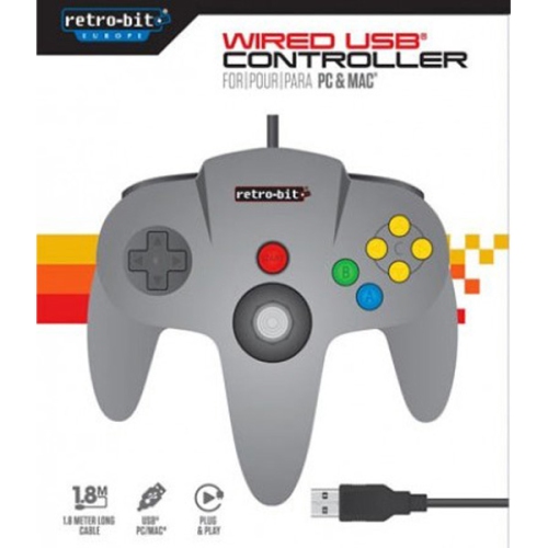 RETRO-BIT  N64 Wired PC & Mac USB Controller [ Europe] In Grey